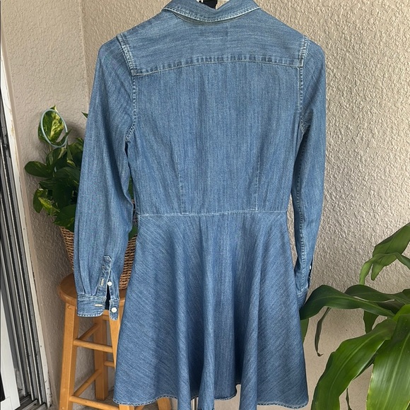 Ralph Lauren Blue Denim Long Sleeve Dress with Black Belt - Picture 7 of 17